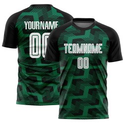 Line Green Jersey Custom Soccer Sublimation White-Kelly Black Uniform