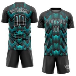 Jersey Custom Soccer Uniform Black-Teal Sublimation Black Jersey Custom Soccer Uniform Black-Teal Sublimation Black