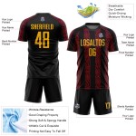 Gold-Red Custom Shape Jersey Soccer Uniform Sublimation Black Abstract