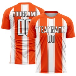 Orange Uniform Sublimation White-Black Line Custom Soccer Jersey
