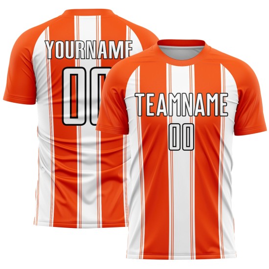 Orange Uniform Sublimation White-Black Line Custom Soccer Jersey