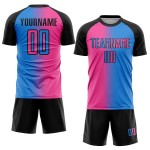 Fashion Gradient Sublimation Powder Soccer Jersey Pink-Black Custom Blue Uniform