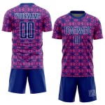 Soccer Custom Royal-White Pink Shapes Geometric Uniform Jersey Sublimation