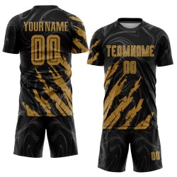 Sublimation Old Black Uniform Custom Jersey Gold Soccer Sublimation Old Black Uniform Custom Jersey Gold Soccer
