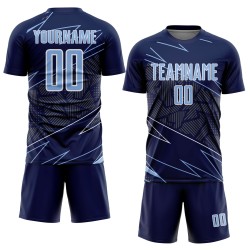 Lines Navy Light Custom Jersey Sports Soccer Uniform Blue-White Sublimation