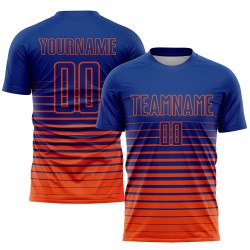 Soccer Uniform Jersey Fashion Sublimation Royal Custom Pinstripe Fade Orange