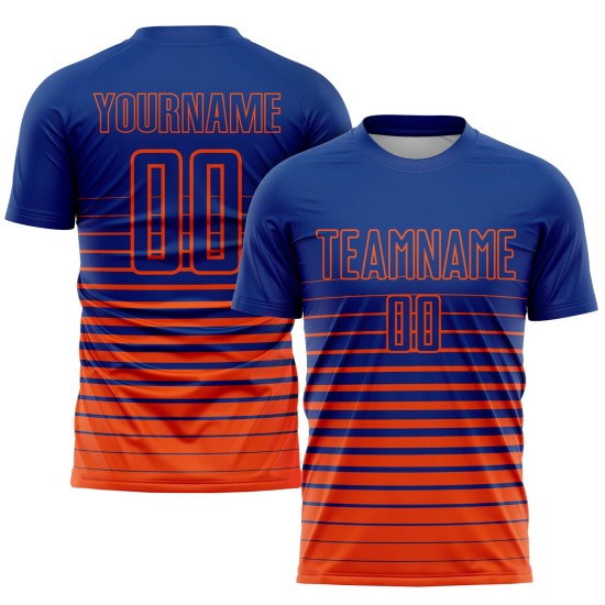 Soccer Uniform Jersey Fashion Sublimation Royal Custom Pinstripe Fade Orange