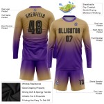 Soccer Gold Fashion Custom Fade Sublimation Black-Purple Uniform Sleeve Jersey Old Long