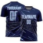 Lines Navy Light Custom Jersey Sports Soccer Uniform Blue-White Sublimation