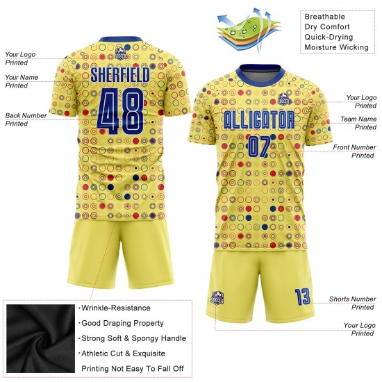 Custom Jersey Soccer Royal-White Uniform Gold Sublimation Away