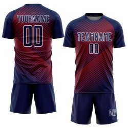 Crimson-White Jersey Line Uniform Navy Soccer Custom Sublimation