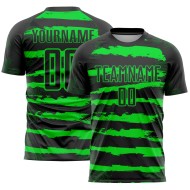 Custom Green Soccer Neon Uniform Jersey Sublimation Black