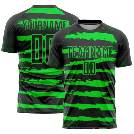 Custom Green Soccer Neon Uniform Jersey Sublimation Black