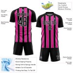 Line Sublimation Custom Black Pink-White Uniform Soccer Jersey Line Sublimation Custom Black Pink-White Uniform Soccer Jersey