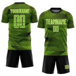 Neon Sublimation Jersey Custom Green Black-White Soccer Line Uniform