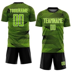 Neon Sublimation Jersey Custom Green Black-White Soccer Line Uniform