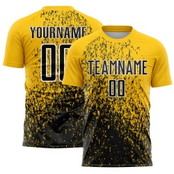 Yellow Uniform Soccer Abstract Fragment Custom Black-White Sublimation Jersey Art