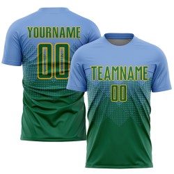 Soccer Green-Gold Uniform Jersey Blue Light Kelly Custom Sublimation