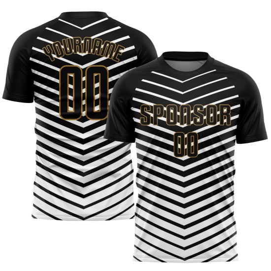 Jersey Soccer Sublimation Custom Gold Black-Old Uniform White