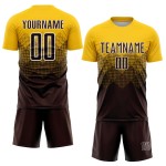 Soccer Sublimation Uniform Gold Custom Jersey Brown-White