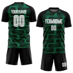 Line Green Jersey Custom Soccer Sublimation White-Kelly Black Uniform