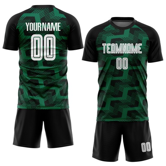Line Green Jersey Custom Soccer Sublimation White-Kelly Black Uniform