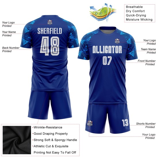 Soccer Royal Sublimation Jersey White Uniform Custom