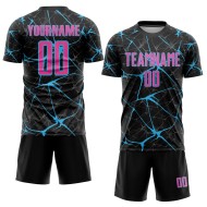 Black Soccer Jersey Blue Sublimation Custom Uniform Pink-Sky