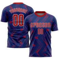 Custom Red-White Sublimation Soccer Jersey Uniform Navy