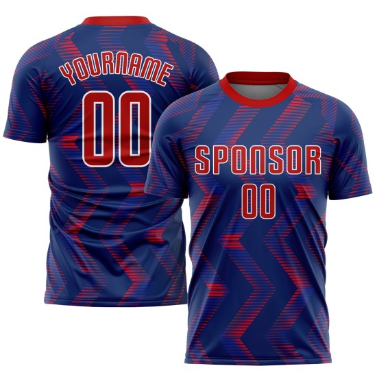 Custom Red-White Sublimation Soccer Jersey Uniform Navy
