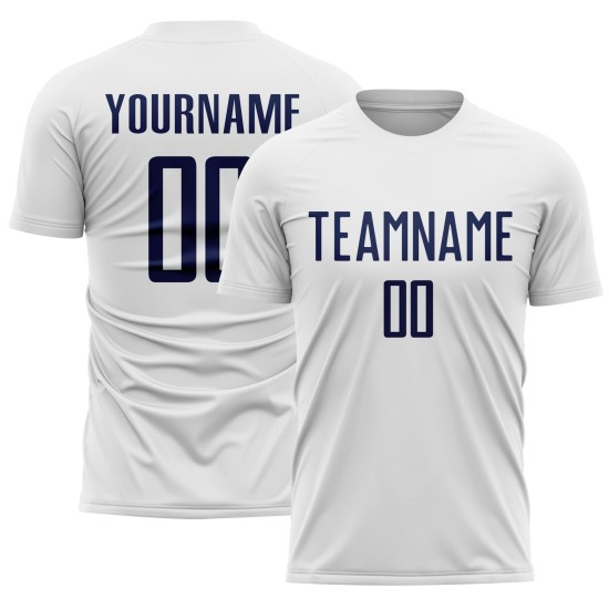 White Soccer Navy Sublimation Uniform Custom Jersey