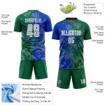 Sublimation Thunder Scratch Green Soccer Pattern Jersey Uniform Blue-Kelly Custom Graffiti