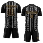 Black Gold-White Jersey Sublimation Shape Uniform Custom Geometric Old Soccer