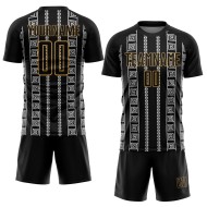 Black Gold-White Jersey Sublimation Shape Uniform Custom Geometric Old Soccer