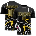 Black Gold Custom Sublimation Shapes Uniform Jersey Soccer Fluid