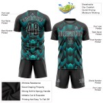 Jersey Custom Soccer Uniform Black-Teal Sublimation Black