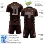 Shape Jersey Soccer Custom Uniform Brown Geometric Sublimation White Shape Jersey Soccer Custom Uniform Brown Geometric Sublimation White