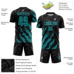 Teal Jersey Custom Soccer Sublimation Black Uniform