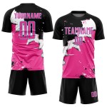 Spalsh Sublimation Soccer Blue Jersey Uniform Black Custom Pink-Light