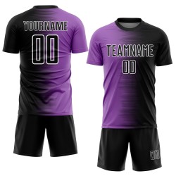 Soccer Uniform Sublimation Gradient Medium Black Line Purple-White Custom Jersey