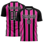 Line Sublimation Custom Black Pink-White Uniform Soccer Jersey Line Sublimation Custom Black Pink-White Uniform Soccer Jersey