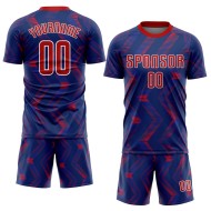 Custom Red-White Sublimation Soccer Jersey Uniform Navy