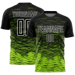 Sublimation Line Uniform Green-White Neon Soccer Jersey Black Custom