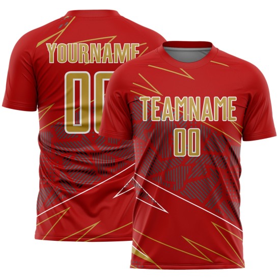 Uniform Old Lines Soccer Custom Red Gold-White Sublimation Jersey Sports