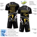 Black Gold Custom Sublimation Shapes Uniform Jersey Soccer Fluid