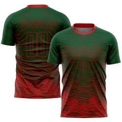 Uniform Custom Soccer Red Jersey Green Sublimation
