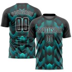 Jersey Custom Soccer Uniform Black-Teal Sublimation Black