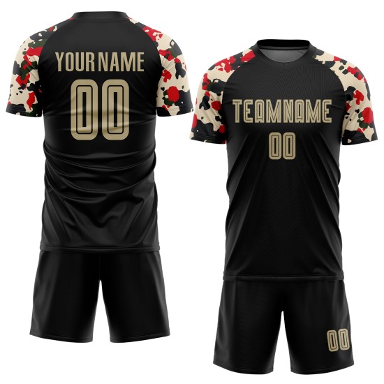 Gold-Camo Vegas Jersey Black Soccer Sublimation Custom Uniform