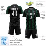 Custom Sublimation Black Soccer Green Shape Abstract Uniform Jersey White-Kelly