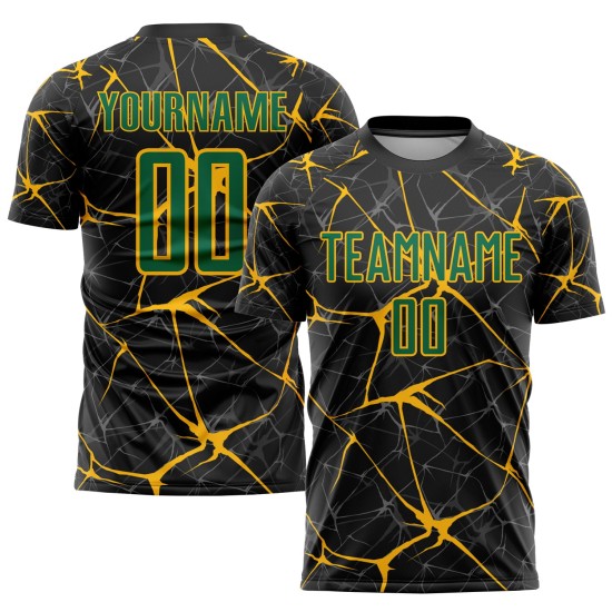 Custom Green-Gold Black Kelly Uniform Sublimation Soccer Jersey